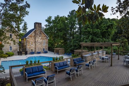 Mill House at East Cobb apartments' pool and grilling deck